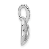 Sterling Silver Rhodium Plated CZ Heart Charm